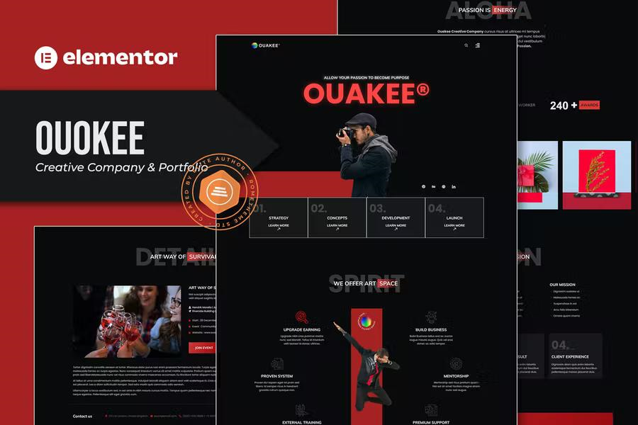 OUAKEE – CREATIVE COMPANY & PROFESSIONAL PORTFOLIO ELEMENTOR TEMPLATE KIT